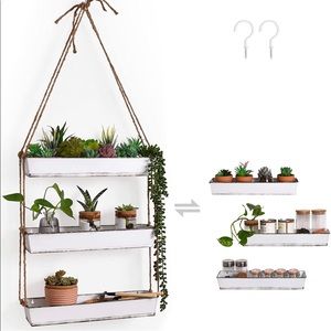 JS HOME Galvanized Hanging Shelves, Farmhouse Metal Wall Baskets